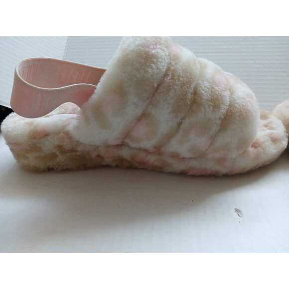 Ugg Platform Slippers Womens 8 Light Pink-Tan Cheetah Print Beautiful Soft Fuzzy - Picture 7 of 16